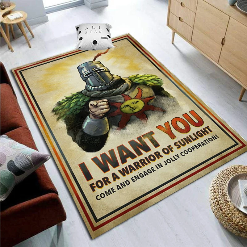 kf S27574e51a3b94e09808d91a66c87ae688 Dark Souls Square Rug Game Legend Carpet Soft Dark Fantasy Floormat Chairmat Baby Play for Playroom - Dark Souls Store